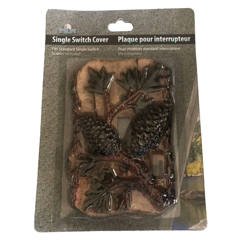 Pincone Single Toggle Light Switch Wall Plate Cover Rustic Lodge Camp Cabin
